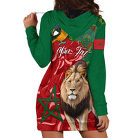 Morocco Independence Day Hoodie Dress Barbary Lion With Moussier Redstart - Wonder Print Shop