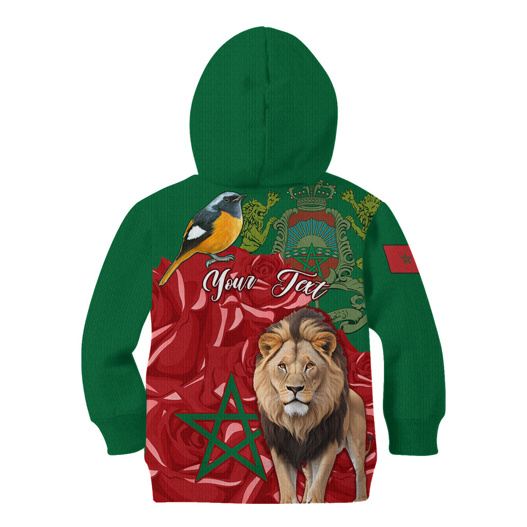 Morocco Independence Day Kid Hoodie Barbary Lion With Moussier Redstart - Wonder Print Shop