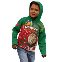 Morocco Independence Day Kid Hoodie Barbary Lion With Moussier Redstart - Wonder Print Shop