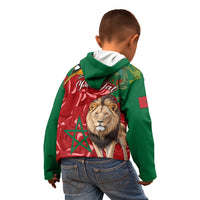 Morocco Independence Day Kid Hoodie Barbary Lion With Moussier Redstart - Wonder Print Shop