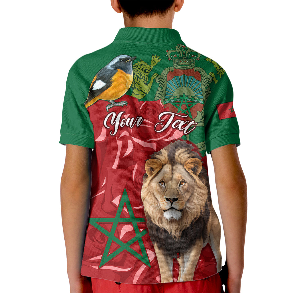 Morocco Independence Day Kid Polo Shirt Barbary Lion With Moussier Redstart - Wonder Print Shop