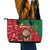 Morocco Independence Day Leather Tote Bag Barbary Lion With Moussier Redstart - Wonder Print Shop