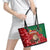Morocco Independence Day Leather Tote Bag Barbary Lion With Moussier Redstart - Wonder Print Shop