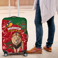 Morocco Independence Day Luggage Cover Barbary Lion With Moussier Redstart - Wonder Print Shop
