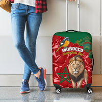 Morocco Independence Day Luggage Cover Barbary Lion With Moussier Redstart - Wonder Print Shop