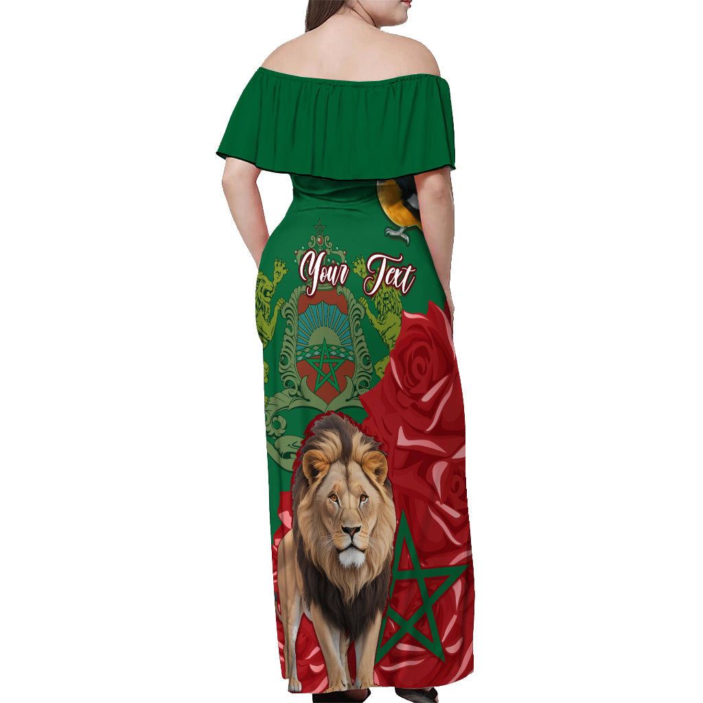 Morocco Independence Day Off Shoulder Maxi Dress Barbary Lion With Moussier Redstart - Wonder Print Shop
