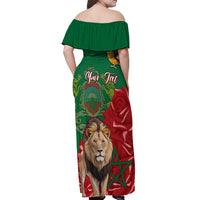 Morocco Independence Day Off Shoulder Maxi Dress Barbary Lion With Moussier Redstart - Wonder Print Shop