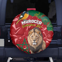 Morocco Independence Day Spare Tire Cover Barbary Lion With Moussier Redstart - Wonder Print Shop