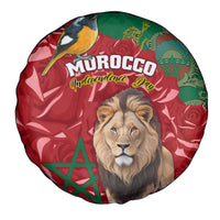 Morocco Independence Day Spare Tire Cover Barbary Lion With Moussier Redstart - Wonder Print Shop