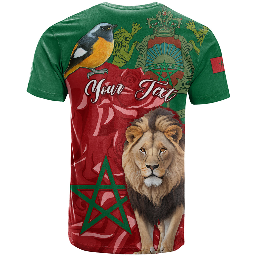 Morocco Independence Day T Shirt Barbary Lion With Moussier Redstart - Wonder Print Shop
