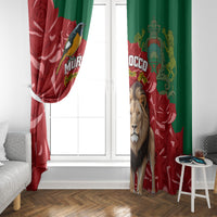 Morocco Independence Day Window Curtain Barbary Lion With Moussier Redstart - Wonder Print Shop