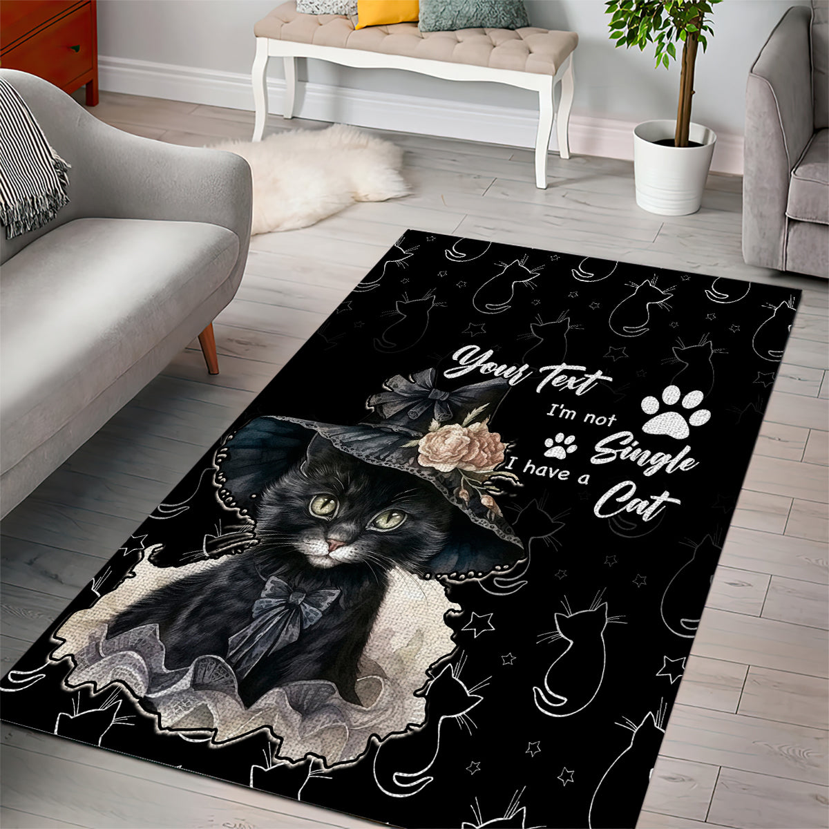Single Day Area Rug I Am Not Single I Have A Cat - Wonder Print Shop