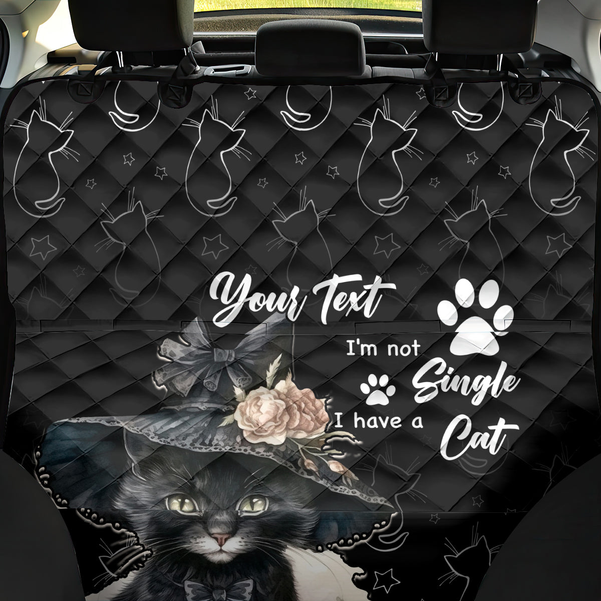 Single Day Back Car Seat Cover I Am Not Single I Have A Cat - Wonder Print Shop