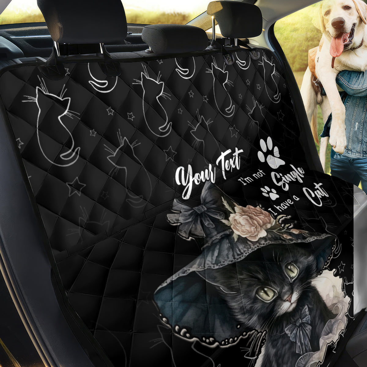 Single Day Back Car Seat Cover I Am Not Single I Have A Cat - Wonder Print Shop