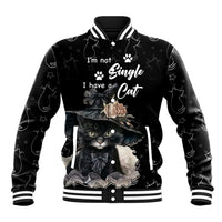 Single Day Baseball Jacket I Am Not Single I Have A Cat - Wonder Print Shop