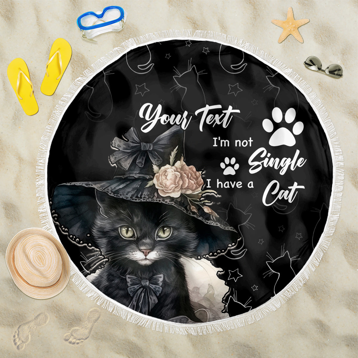 Single Day Beach Blanket I Am Not Single I Have A Cat - Wonder Print Shop