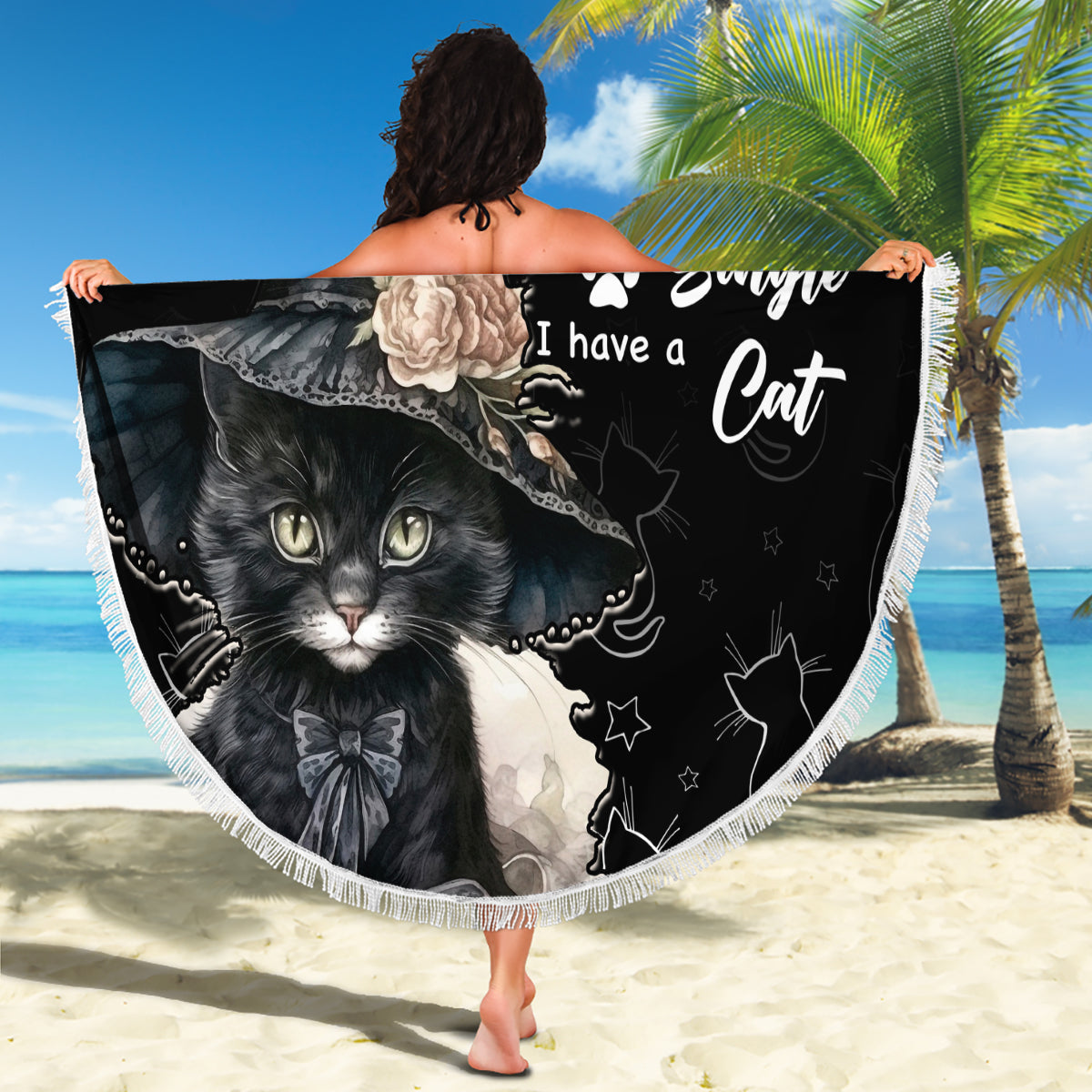 Single Day Beach Blanket I Am Not Single I Have A Cat - Wonder Print Shop