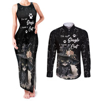 Single Day Couples Matching Tank Maxi Dress and Long Sleeve Button Shirts I Am Not Single I Have A Cat - Wonder Print Shop