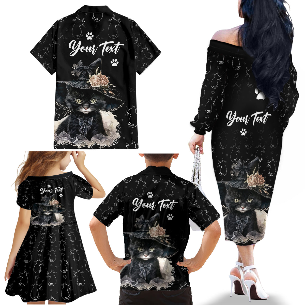 Single Day Family Matching Off Shoulder Long Sleeve Dress and Hawaiian Shirt I Am Not Single I Have A Cat - Wonder Print Shop