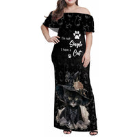 Single Day Family Matching Off Shoulder Maxi Dress and Hawaiian Shirt I Am Not Single I Have A Cat - Wonder Print Shop