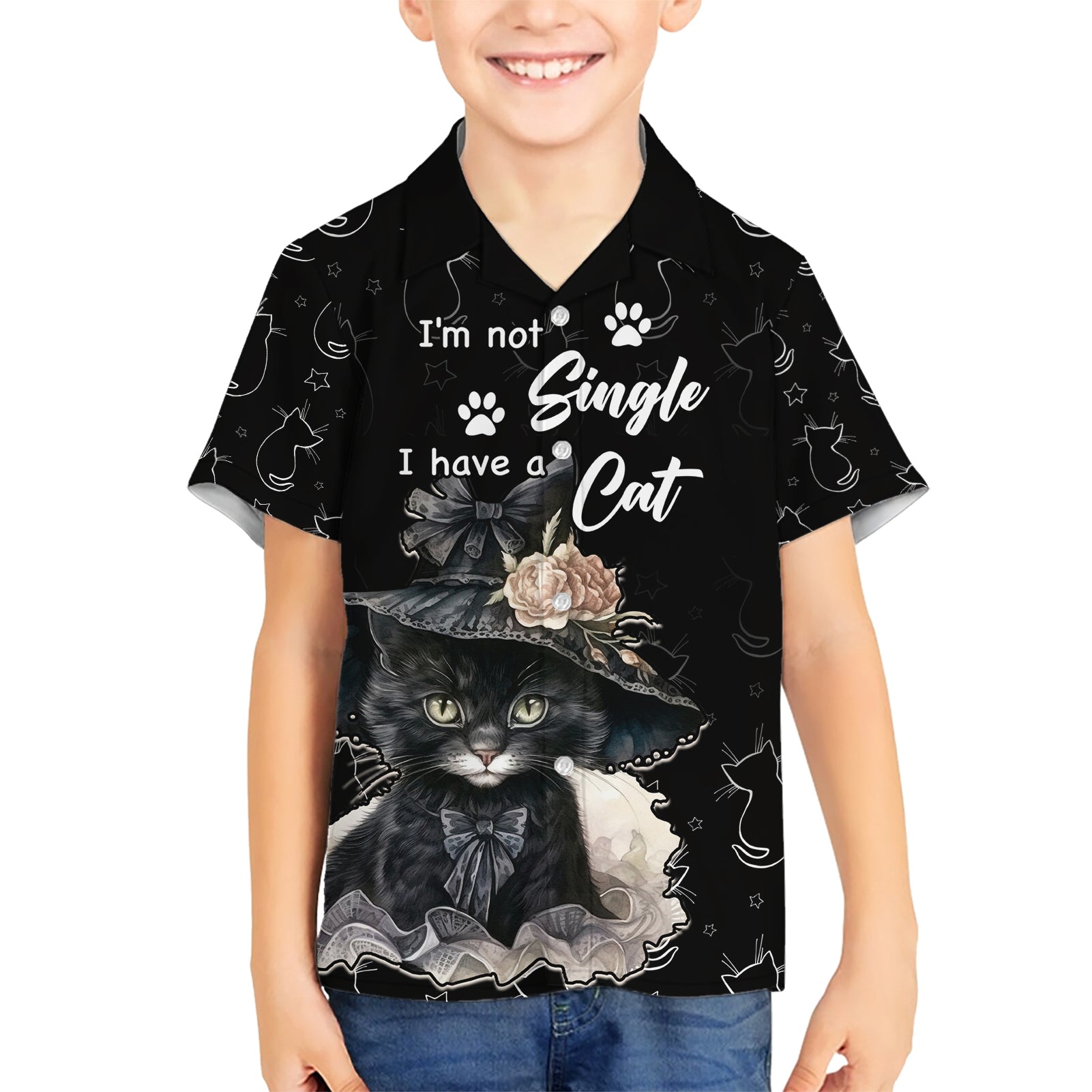Single Day Kid Hawaiian Shirt I Am Not Single I Have A Cat - Wonder Print Shop