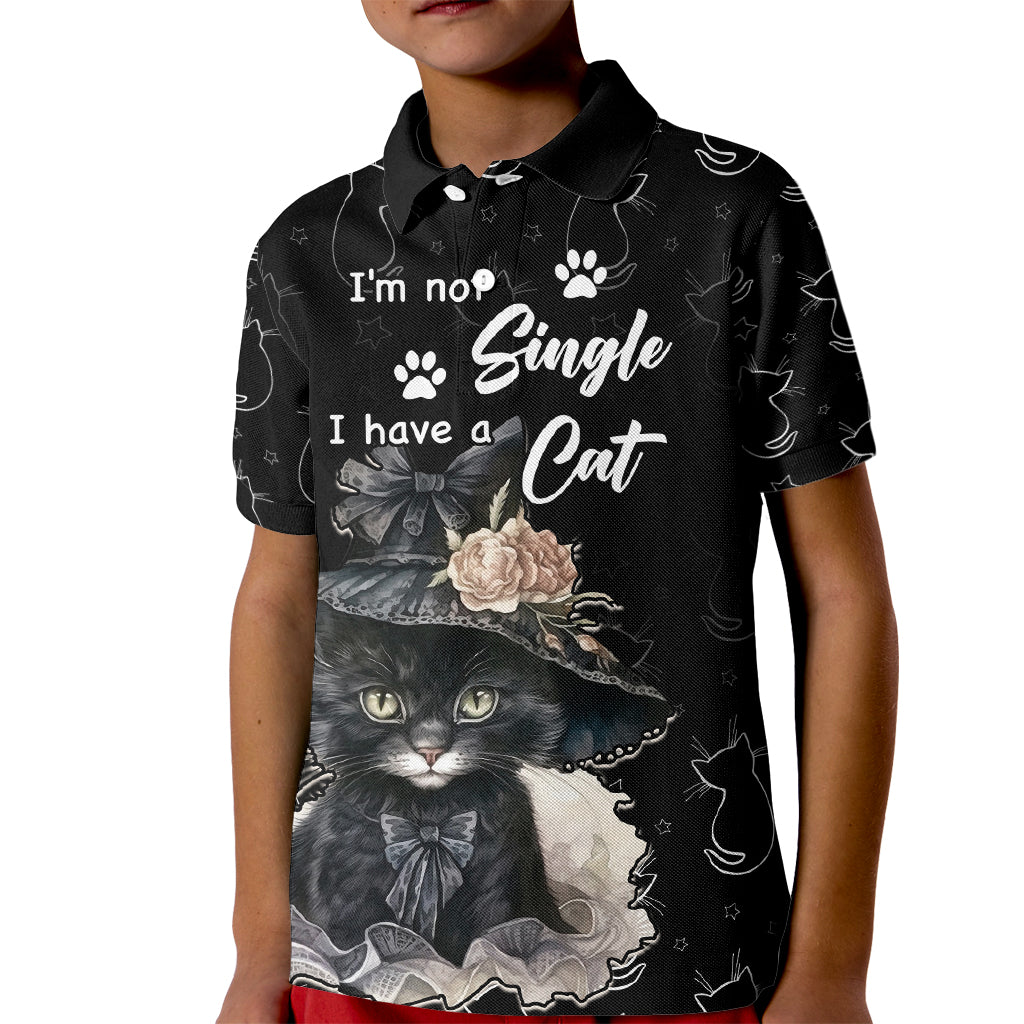Single Day Kid Polo Shirt I Am Not Single I Have A Cat - Wonder Print Shop