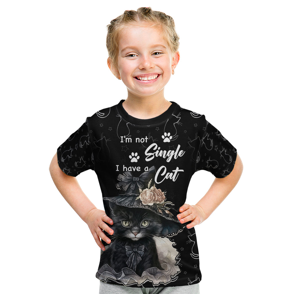 Single Day Kid T Shirt I Am Not Single I Have A Cat - Wonder Print Shop