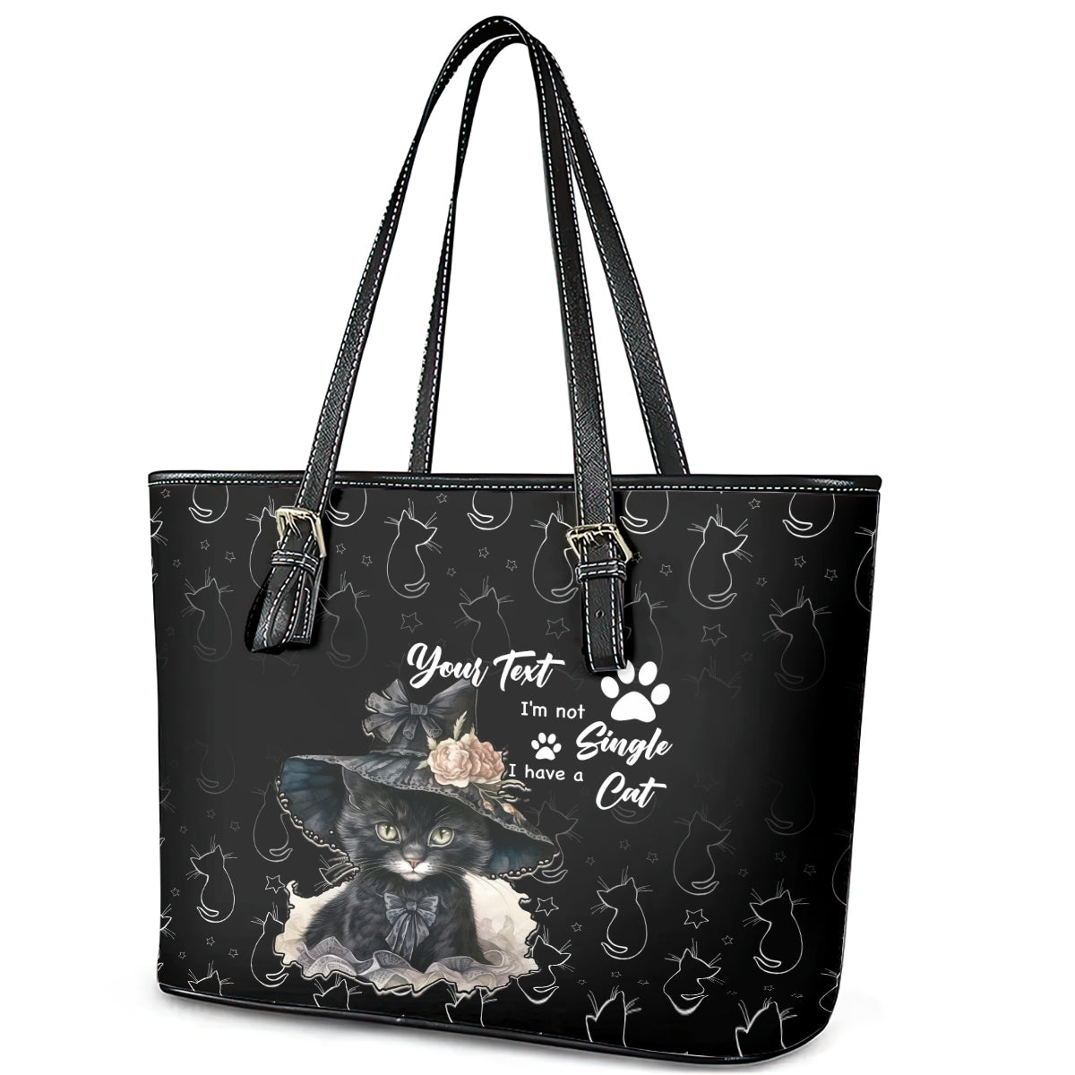 Single Day Leather Tote Bag I Am Not Single I Have A Cat - Wonder Print Shop