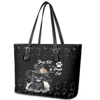 Single Day Leather Tote Bag I Am Not Single I Have A Cat - Wonder Print Shop