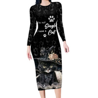 Single Day Long Sleeve Bodycon Dress I Am Not Single I Have A Cat - Wonder Print Shop