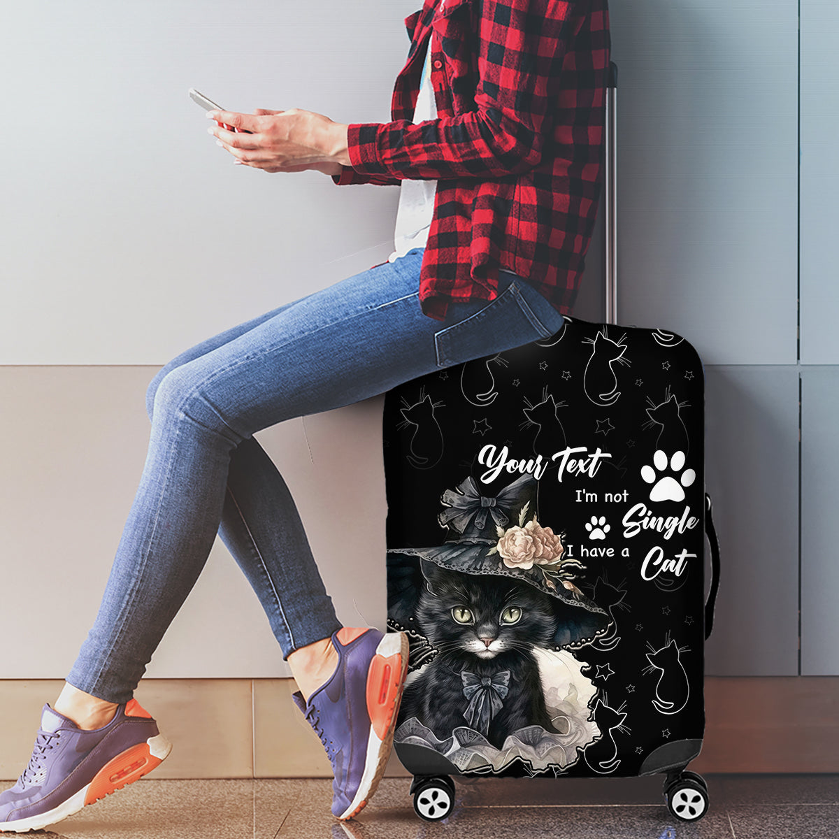 Single Day Luggage Cover I Am Not Single I Have A Cat - Wonder Print Shop