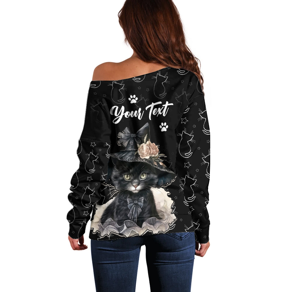 Single Day Off Shoulder Sweater I Am Not Single I Have A Cat - Wonder Print Shop