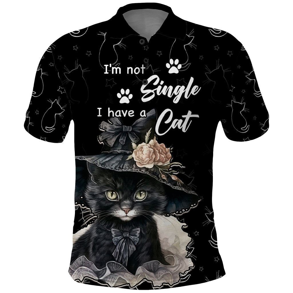 Single Day Polo Shirt I Am Not Single I Have A Cat - Wonder Print Shop