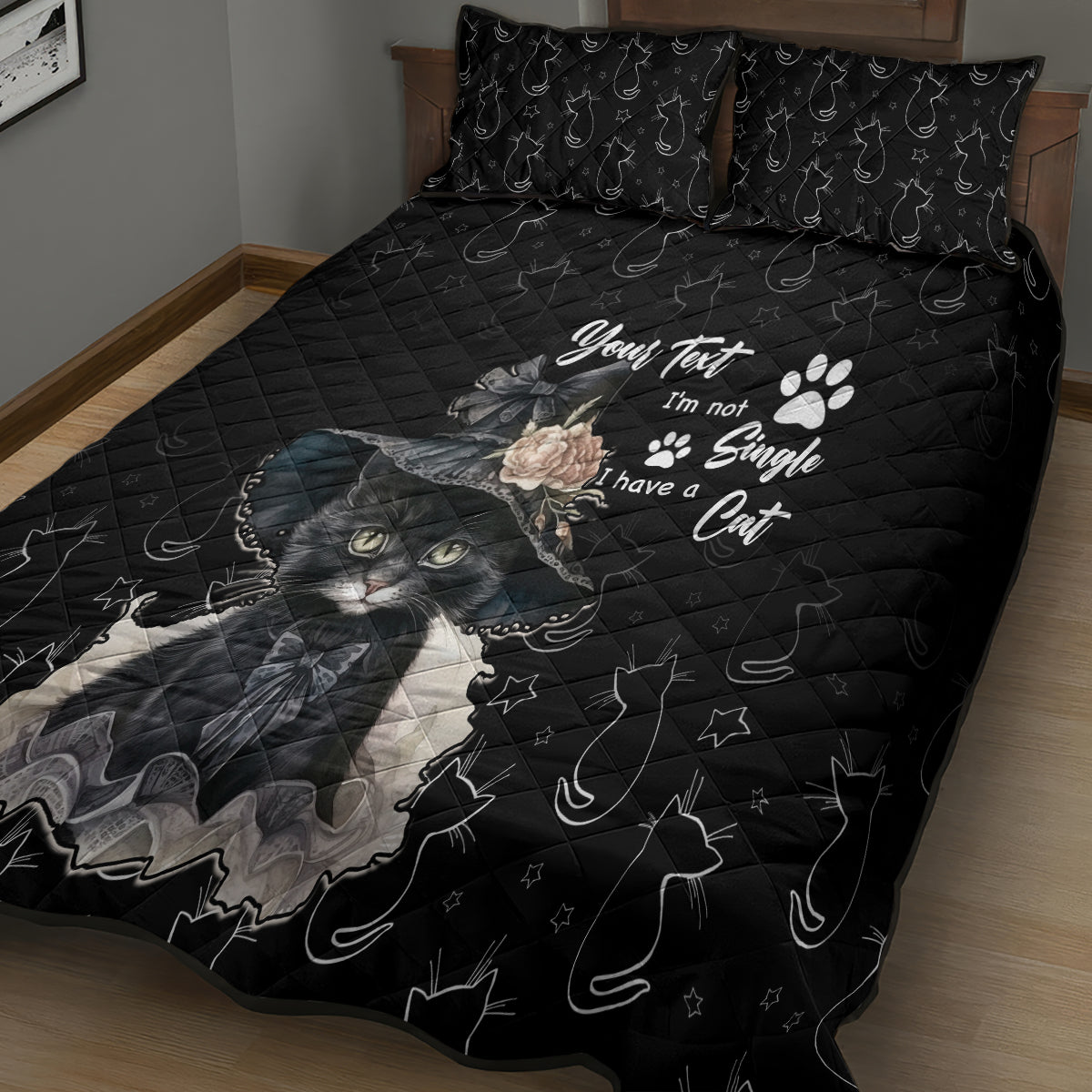 Single Day Quilt Bed Set I Am Not Single I Have A Cat - Wonder Print Shop