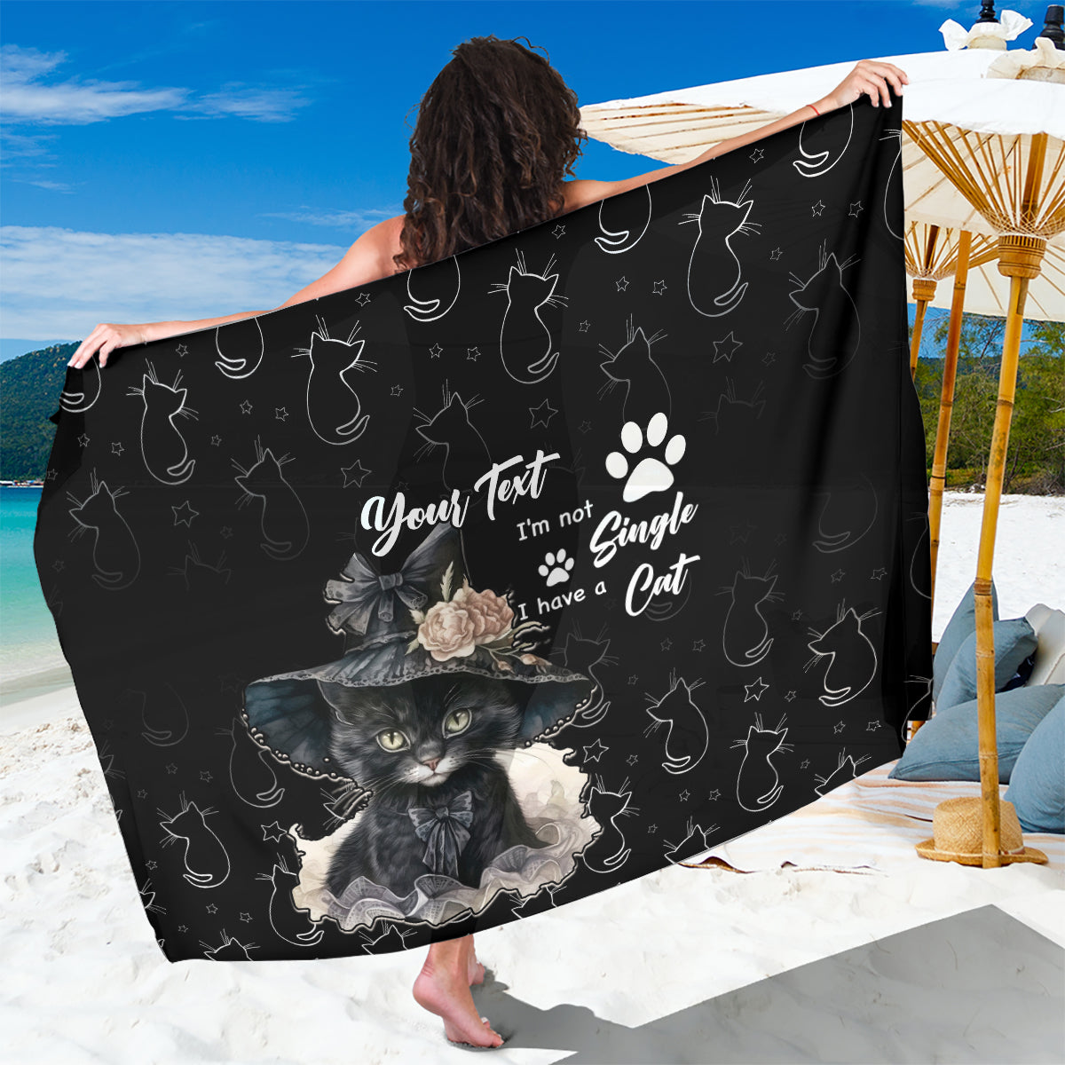 Single Day Sarong I Am Not Single I Have A Cat - Wonder Print Shop