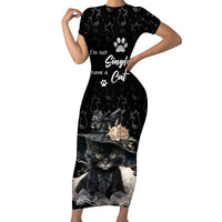 Single Day Short Sleeve Bodycon Dress I Am Not Single I Have A Cat - Wonder Print Shop