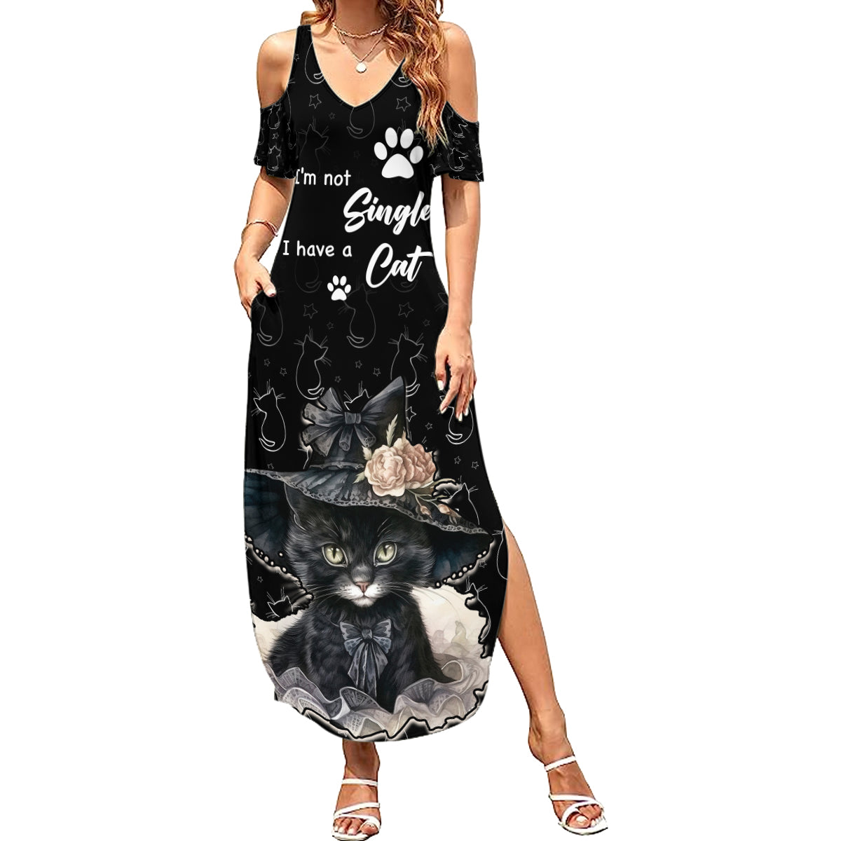 Single Day Summer Maxi Dress I Am Not Single I Have A Cat - Wonder Print Shop