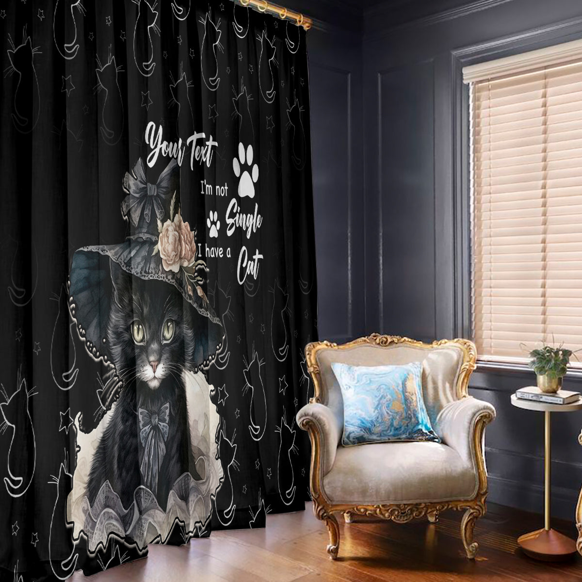 Single Day Window Curtain I Am Not Single I Have A Cat - Wonder Print Shop