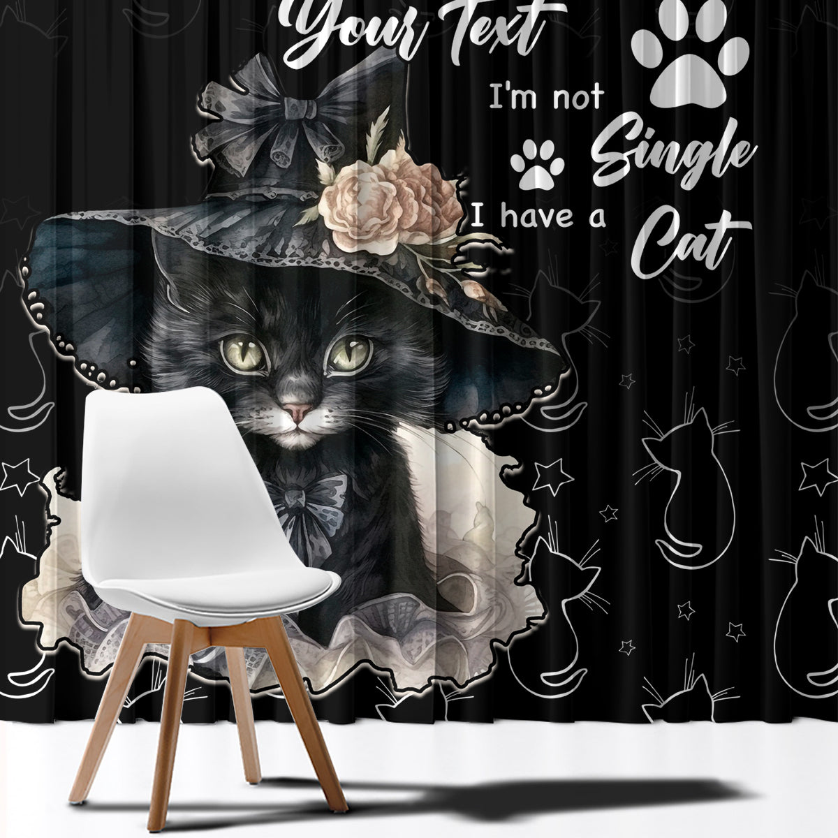Single Day Window Curtain I Am Not Single I Have A Cat - Wonder Print Shop