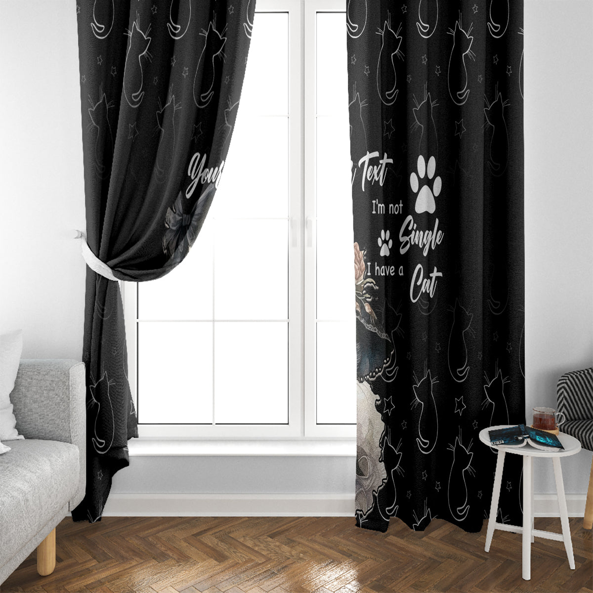 Single Day Window Curtain I Am Not Single I Have A Cat - Wonder Print Shop