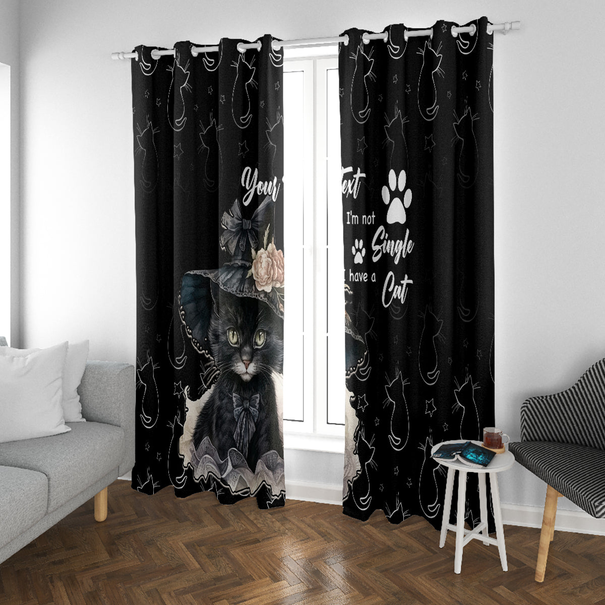 Single Day Window Curtain I Am Not Single I Have A Cat - Wonder Print Shop