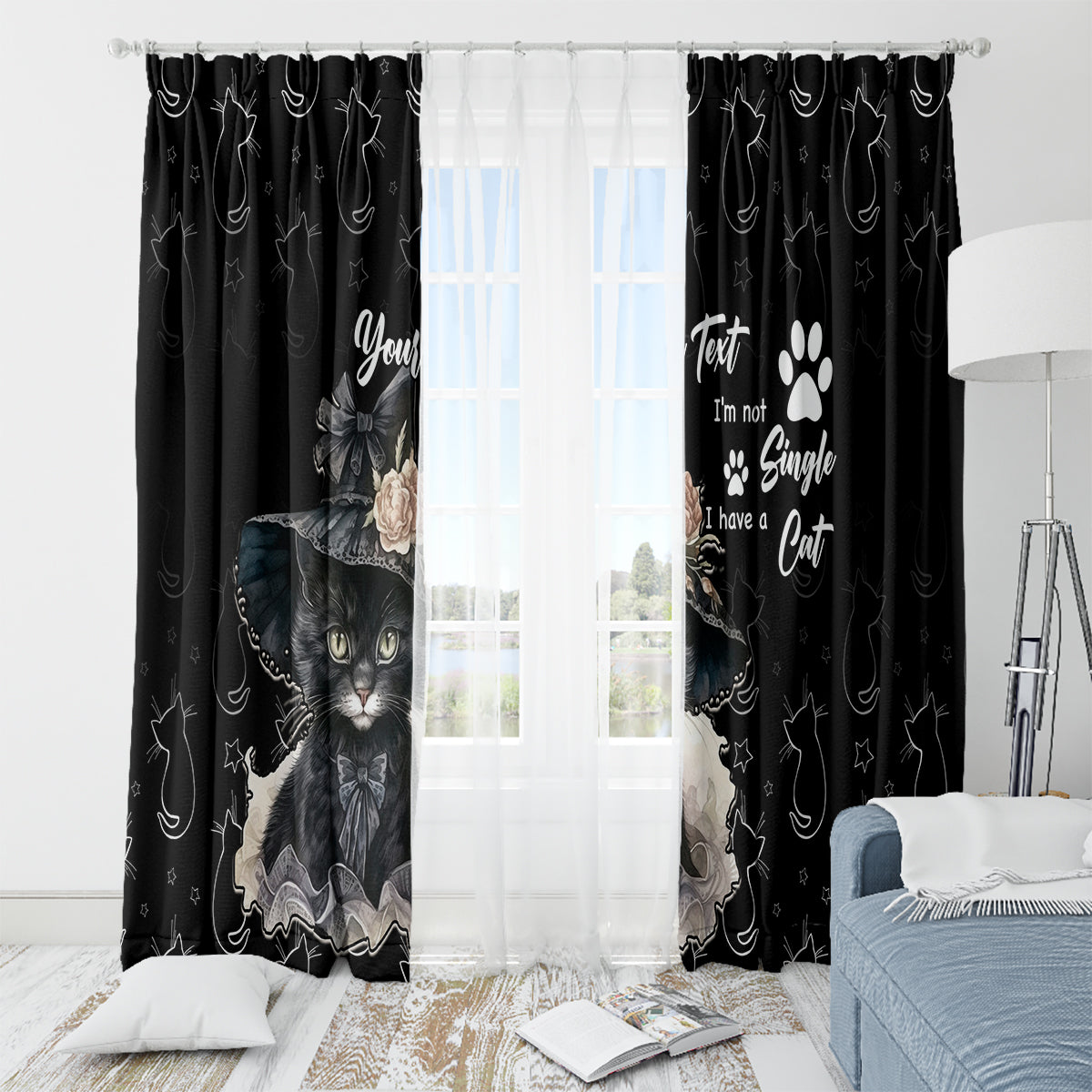Single Day Window Curtain I Am Not Single I Have A Cat - Wonder Print Shop
