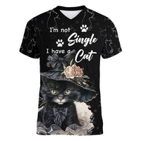 Single Day Women V Neck T Shirt I Am Not Single I Have A Cat - Wonder Print Shop