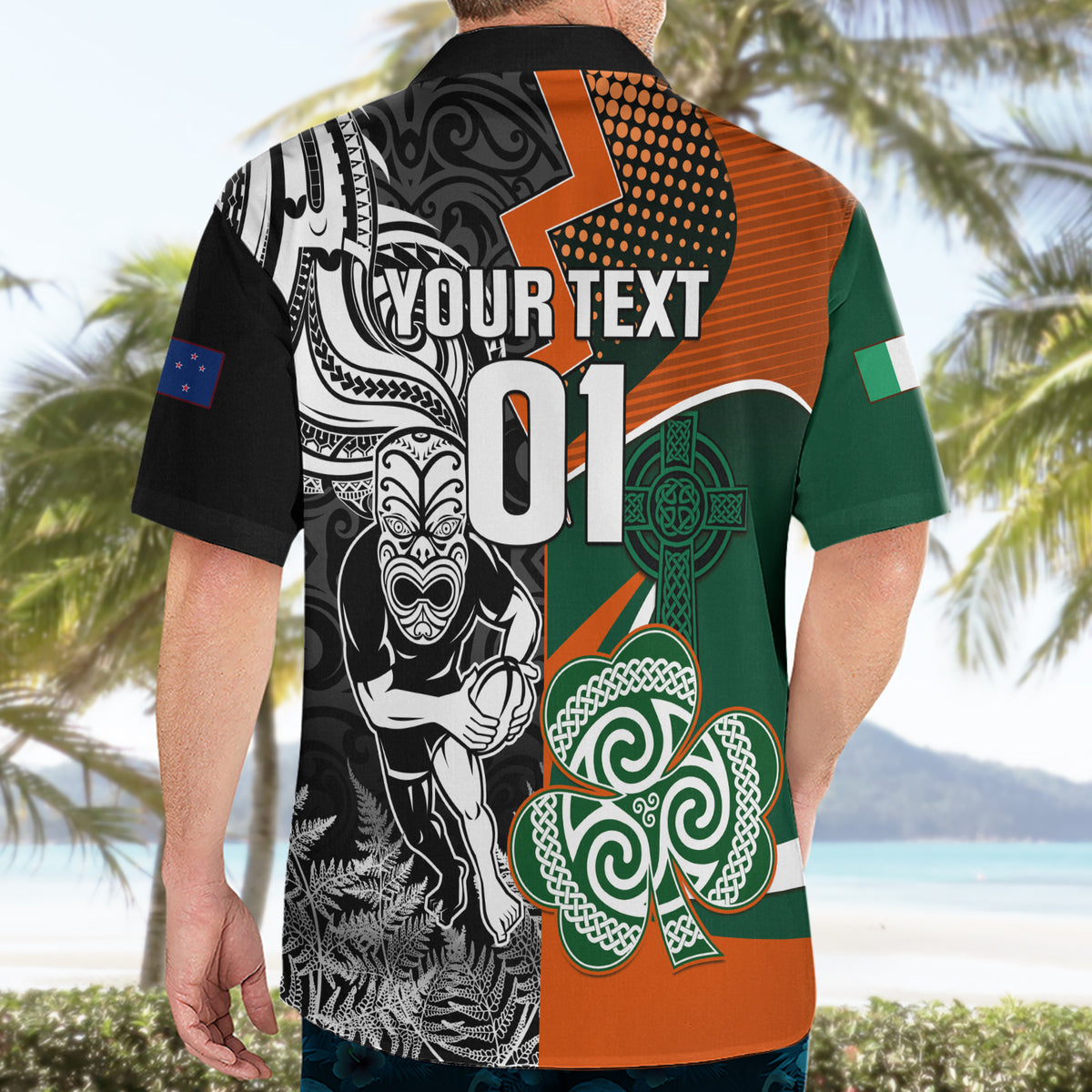 New Zealand and Ireland Rugby Hawaiian Shirt Silver Fern With Shamrock 2023 World Cup - Wonder Print Shop