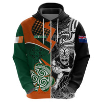 New Zealand and Ireland Rugby Hoodie Silver Fern With Shamrock 2023 World Cup - Wonder Print Shop