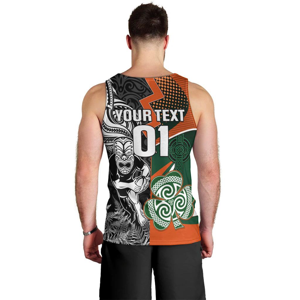 New Zealand and Ireland Rugby Men Tank Top Silver Fern With Shamrock 2023 World Cup - Wonder Print Shop