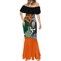 New Zealand and Ireland Rugby Mermaid Dress Silver Fern With Shamrock 2023 World Cup - Wonder Print Shop