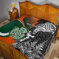 New Zealand and Ireland Rugby Quilt Silver Fern With Shamrock 2023 World Cup - Wonder Print Shop