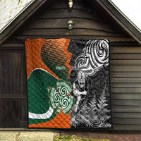New Zealand and Ireland Rugby Quilt Silver Fern With Shamrock 2023 World Cup - Wonder Print Shop