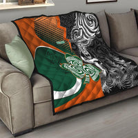 New Zealand and Ireland Rugby Quilt Silver Fern With Shamrock 2023 World Cup - Wonder Print Shop